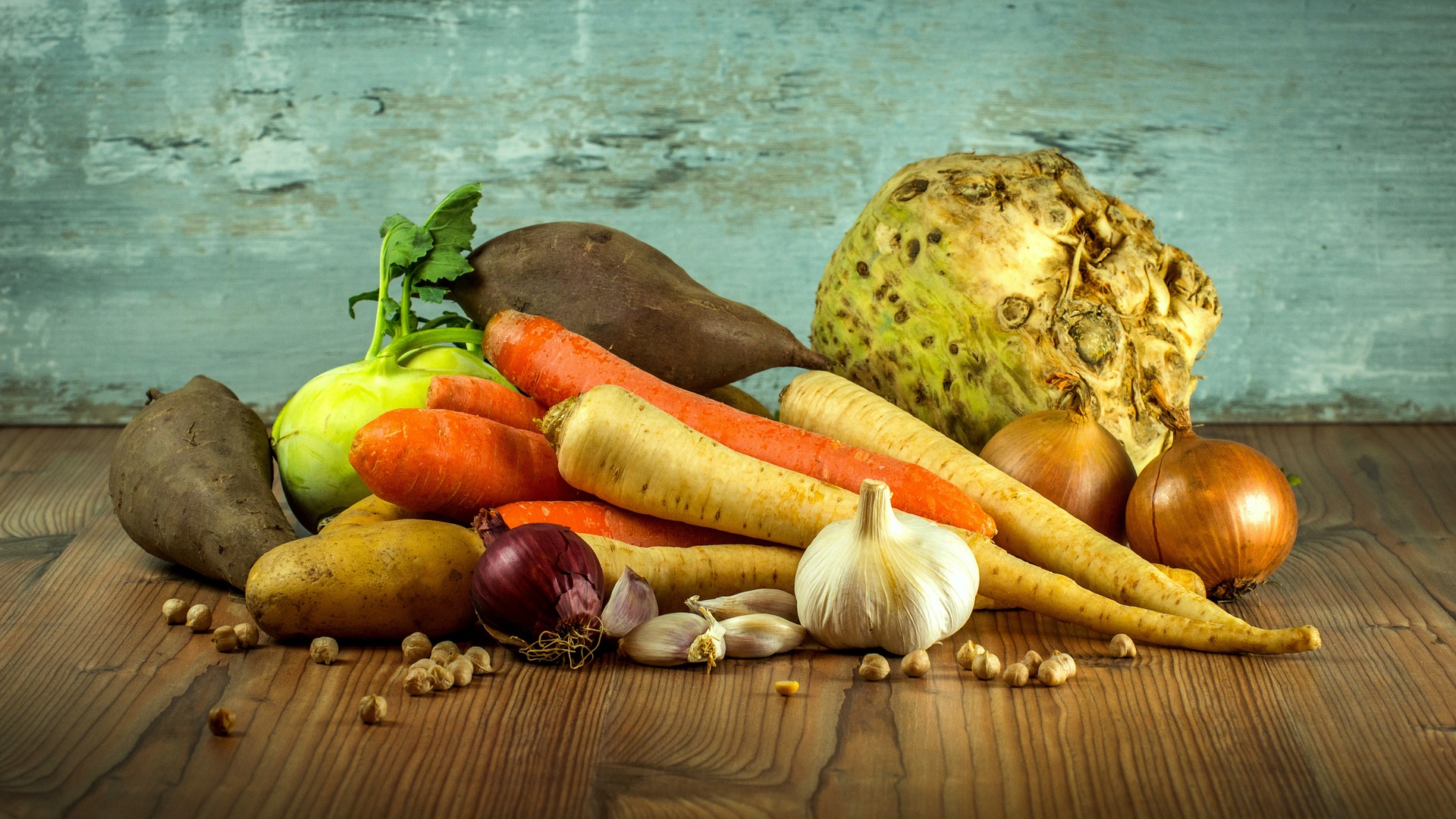 Celeric and carrot in vegetable selection